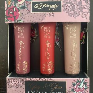 Ed Hardy Glaze Lip Oil Trio — Pink, Red, Nude